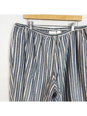 Liz Claiborne Blue Striped Cotton Pull On Pants Drawstring Spring Size 22 Womens